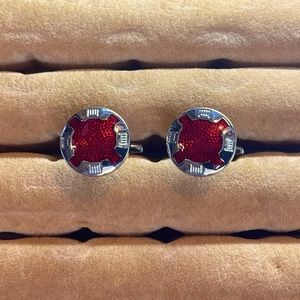 Red and Silver Cuff Links